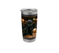Black Cat Drinking Beer Bartender Stainless Steel Insulated Tumbler