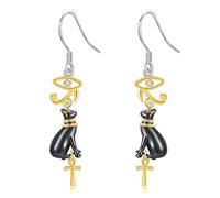 Black Cat Earrings Sterling Silver Egyptian Cat Earrings Bastet Egyptian Jewellery Cats Gifts for Women