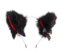 Black Cat Ears Headband Cloth Cosplay Costume Accessory | Bows and Bells, Lovely Creative Chic Styling, Girls Masquerade Party Prop