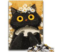 Black Cat Eating Fish Jigsaw Puzzles for Teenagers 2000 Jigsaws,Challenging To Complete But Fun And Humorous Unique Home Decor And Gifts (70X100cm)