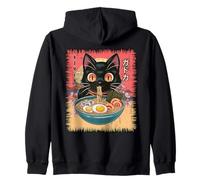 Black Cat Eating Ramen Japanese Anime Poster Kawaii Funny Zip Hoodie