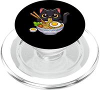 Black Cat Eats Ramen Noodles Japanese Vintage PopSockets PopGrip for MagSafe
