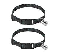 Black Cat Eyes Black Small Dog Collar with Bell 2 Pack Kitten Collar Adjustable 10.6 to 17.1 Inches