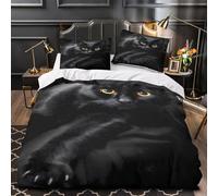 Black Cat Eyes Comforter Cover 3D Print Super Soft 3-Piece Bed Set Hidden Zipper mystical Animal Duvet Cover Hotel Quality Durable for Adults Women Kids Girls Boys Teens Super king（260x220cm）