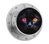 Black Cat Eyes Kitchen Timers for Cooking 60 Minute Wind Up Timer, Magnetic Back, Visual Mechanical Timer with Loud Alarm, Manual Countdown Timers for Classroom Home Gym Tanning