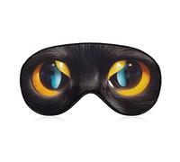 Black Cat Face Sleep Mask Big Yellow Eyes Blindfold for Sleeping Elastic Blackout Eye Mask Cover for Full Night's Sleep Travel and Nap
