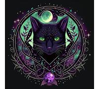 Black Cat Fantasy Mystic Art Blank Greeting Card Design 309