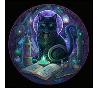Black Cat Fantasy Mystic Art Blank Greeting Card Design 312