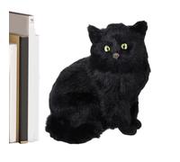 Black Cat Figure for Display - Halloween Sculpture 10 Inch Resin Animal Statue Spooky Decorative Accent | Gothic Living Room Ornament for Bedroom Office Bar