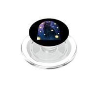 Black Cat Fireflies Lover Halloween Cottagecore Starry Night PopSockets PopGrip for MagSafe