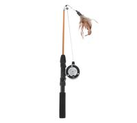 Black Cat Fishing Rod Teaser Stick Interactive with Funny Plume Toy