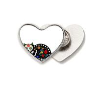 black cat flower b halloween terror Heart Metal Pin Brooch Clip Love