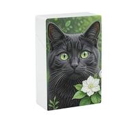 Black Cat Flower Cigarette Case Hard Plastic Flip-Top Slim Pocket-Size Cigarette Holder for 18-20 King Size Cigarettes Crush-Proof Cig Case Reusable Smoking Accessories for Men Women