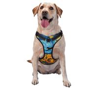 Black Cat Flying Over Sunflower Field No Pull Dog Harness Adjustable Reflective Oxford Easy Control Medium Large Dog Harness