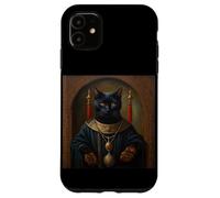 BLACK CAT FUNNY ANIMAL MEDIEVAL RENAISSANCE OIL PAINTING Case for iPhone 11