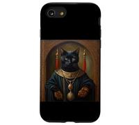 BLACK CAT FUNNY ANIMAL MEDIEVAL RENAISSANCE OIL PAINTING Case for iPhone SE (2020) / 7/8