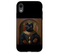 BLACK CAT FUNNY ANIMAL MEDIEVAL RENAISSANCE OIL PAINTING Case for iPhone XR