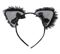 Forum Novelties X78354 Furry Ears | Cat Woman Costume | 1pc Accessory, Unisex-Adult, Black, Grey, One Size
