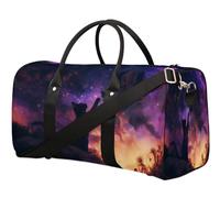 Black Cat Galaxy Sky Travel Duffle Bag for Women Men Girls Boys Weekend Overnight Bags 22.7 L Tote Cabin Luggage Bag for Sports Gym Yoga