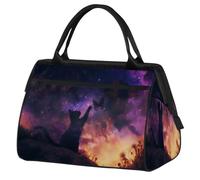 Black Cat Galaxy Sky Travel Duffle Bag for Women Men Kids Boys Girls Weekend Overnight Bags 24 L Holdall Tote Cabin Bag for Sports Gym Yoga