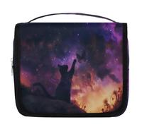 Black Cat Galaxy Sky Travel Toiletry Bag for Women Men Girls Boys Kids Makeup Cosmetic Bag Hanging Wash Bag Toiletries Organizer Shower Bag
