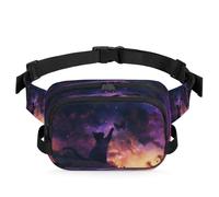 Black Cat Galaxy Sky Waist Bag Multifunction Pack for Travel Sport Running Fanny Pack Bumbag Pouch Purse Belt Bag for Women Men Kids Girls Boys