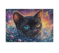 Black Cat Galaxy Starry 300 Piece Jigsaw Puzzle for Adults Happy Time Jigsaw Puzzle Lover Must Have Family Activity Colourful Design Ideal Birthday Present 300 PCS