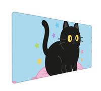 Black Cat Gaming Mouse Pad, 35.5 x 16 inch Large Extended Computer Keyboard Mouse Mat Pad, Non-Slip Mousepad, Table Protector Blotter Mat,Laptop Desk Mat for Office Home