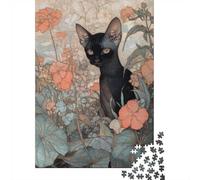 Black Cat Garden Jigsaw Puzzle 1000 Pieces for Quiet Evenings, 38x26cm/1000pcs