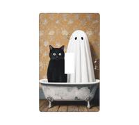 Black Cat Ghost in The Bathtub Light Switch Cover Decorative Single Toggle 1 Gang Wall Plate for Kitchen Farmhouse Bedroom Bathroom Art Decor