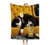 Black Cat GirlPattern Single Size Throw Blanket 50x60 Inches, Fashion Microfiber 3D Print Throw for Home Decoration, Lightweight Flannel Blanket for Sofa Bed Chairs ab183