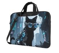 Black Cat Glasses Laptop Bag 13-15.6Inch, 360° Protective Laptop Sleeve Case Shockproof Messenger Shoulder Bag Waterproof Computer Case Carrying Cover Briefcases for Men Women