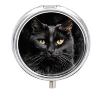 Black Cat Golden Eyes Pill Case Pill Box with 3 Compartments