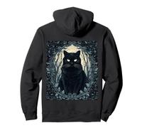 Black Cat Gothic Floral Frame Forest Halloween Pullover Hoodie