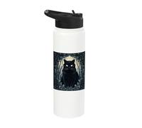 Black Cat Gothic Floral Frame Forest Halloween Stainless Steel Insulated Water Bottle