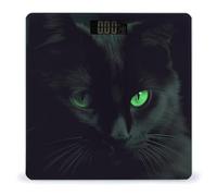 Black Cat Green Eyes Digital Bathroom Scale for Body Weight with High Precision Digital Weighing Scale with BMI Clear LCD Display and Step-On Measures Weight Up to 180kg