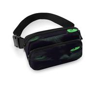 Black Cat Green Eyes Fanny Pack Belt Bag with Adjustable Strap Fashion Waist Bag for Outdoor Sports Hiking, white, 20x13cm, Full Printed Waist Bag