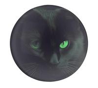 Black Cat Green Eyes Fridge Magnets for Home, Magnetic Refrigerator Sticker for Whiteboard, Circle Waterproof Fridge Magnet for Refrigerator, Locker, Car Garage, Office Decor 4 PCS