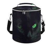 Black Cat Green Eyes Lunch Bag 15L, Insulated Picnic Basket with Leakproof Design - Large Cooler Tote for Camping, Beach, Hiking & Groceries