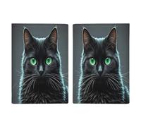 Black Cat Green Eyes Passport Holder Passport Wallet PU Leather Passports Protective Cover Slim Travel Accessories