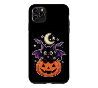 Black Cat Halloween Bat Wings Emerald Eyes Moon Stars Cute Case for iPhone 11 Pro Max