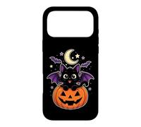 Black Cat Halloween Bat Wings Emerald Eyes Moon Stars Cute Case for iPhone 17 Pro Max