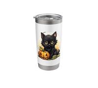 Black Cat Halloween Pumpkin - Cat Stainless Steel Insulated Tumbler