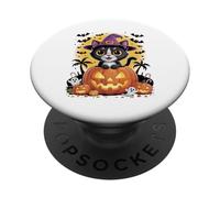 Black Cat Halloween - Pumpkin Jack-o’-Lantern & Spooky Moon PopSockets Adhesive PopGrip