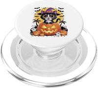 Black Cat Halloween - Pumpkin Jack-o’-Lantern & Spooky Moon PopSockets PopGrip for MagSafe