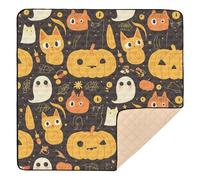 Black Cat Halloween Soft Padded Baby Play Mat for Floor Comfortable Baby Crawling Mat for Baby Toddler Infant, 50'' x 50''