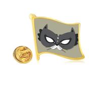 Black Cat Head Happy Carnival Of Venice Golden Metal Flag Lapel Pin Badge