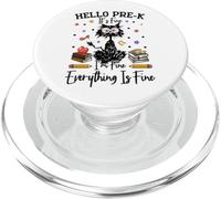Black cat hello prek im fine everything is fine pre k funny PopSockets PopGrip for MagSafe