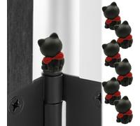 Black Cat Hinge Head Set of 6 - Door Hinge Heads Decorative Topper - Magnetic Door Hinge Caps for Home Deoration