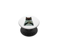 Black cat holding a coffee Mug PopSockets Adhesive PopGrip
